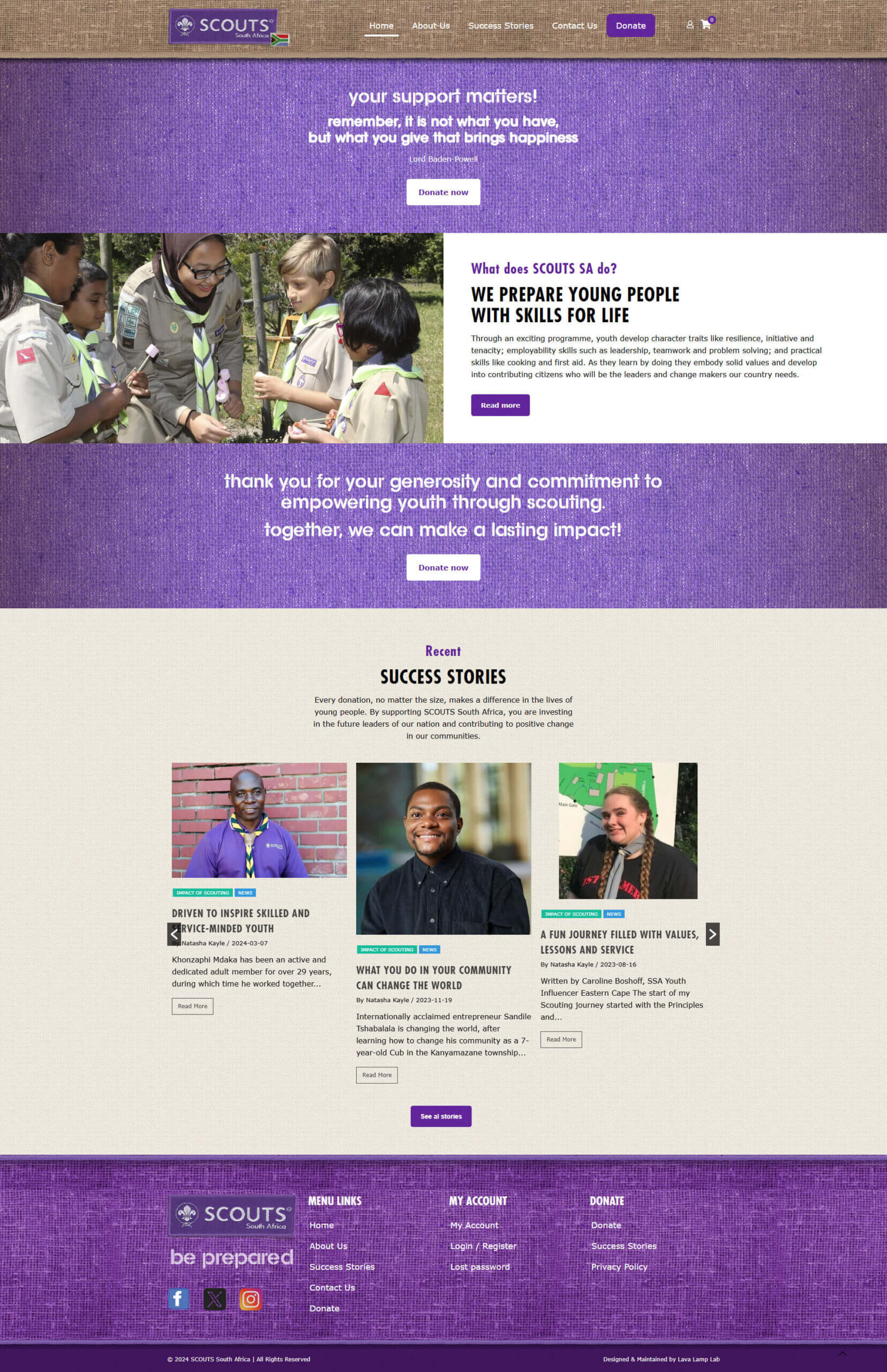 donate to scouts south africa website