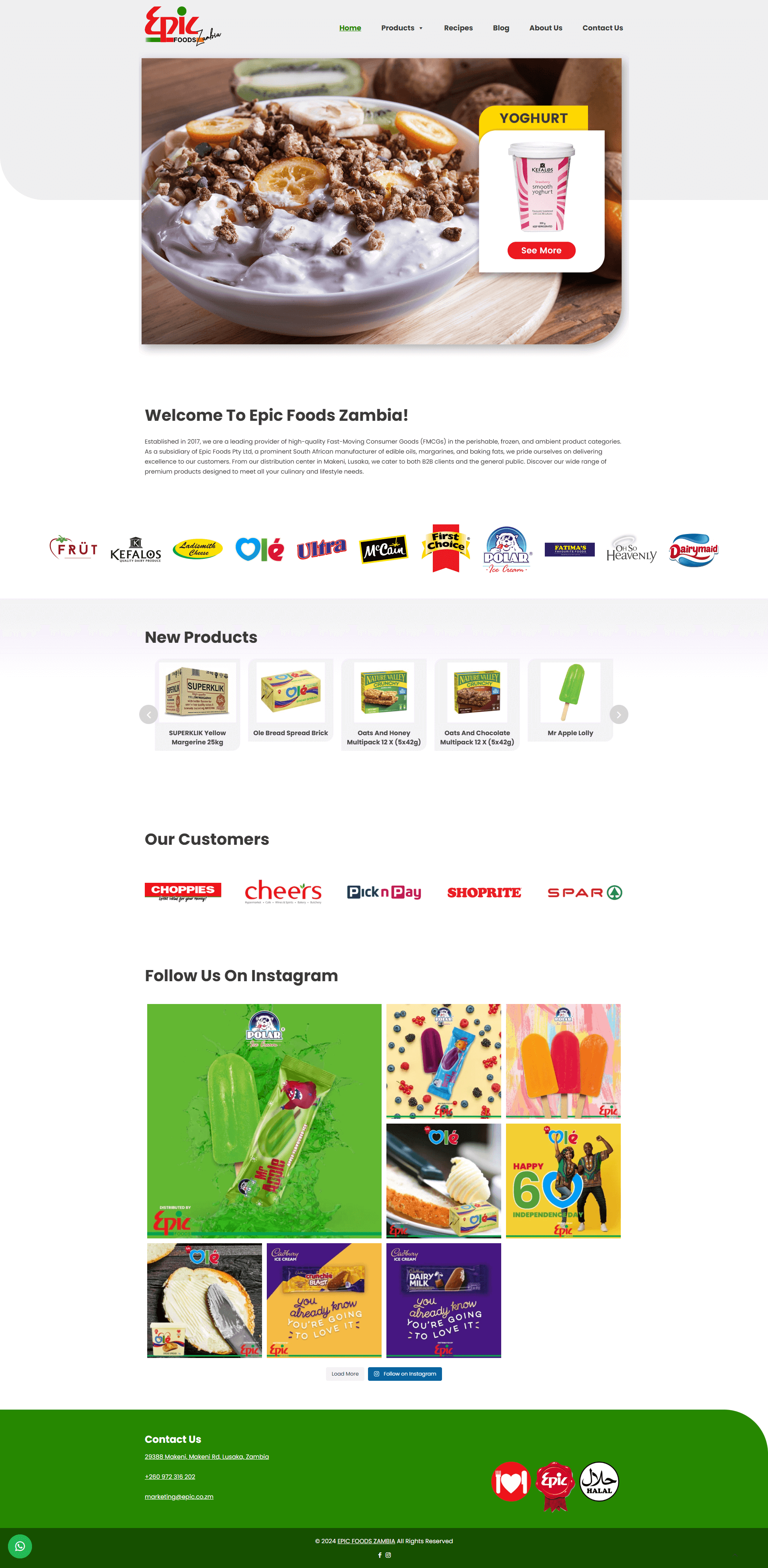 epic foods zambia website